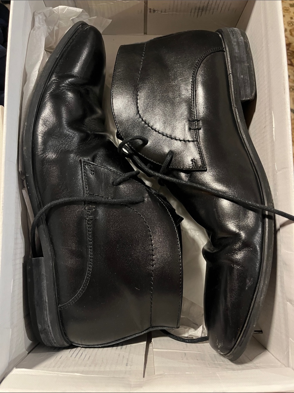 Steve Madden Black Leather Chukka Boots - Lace-Up Ankle Dress Boots